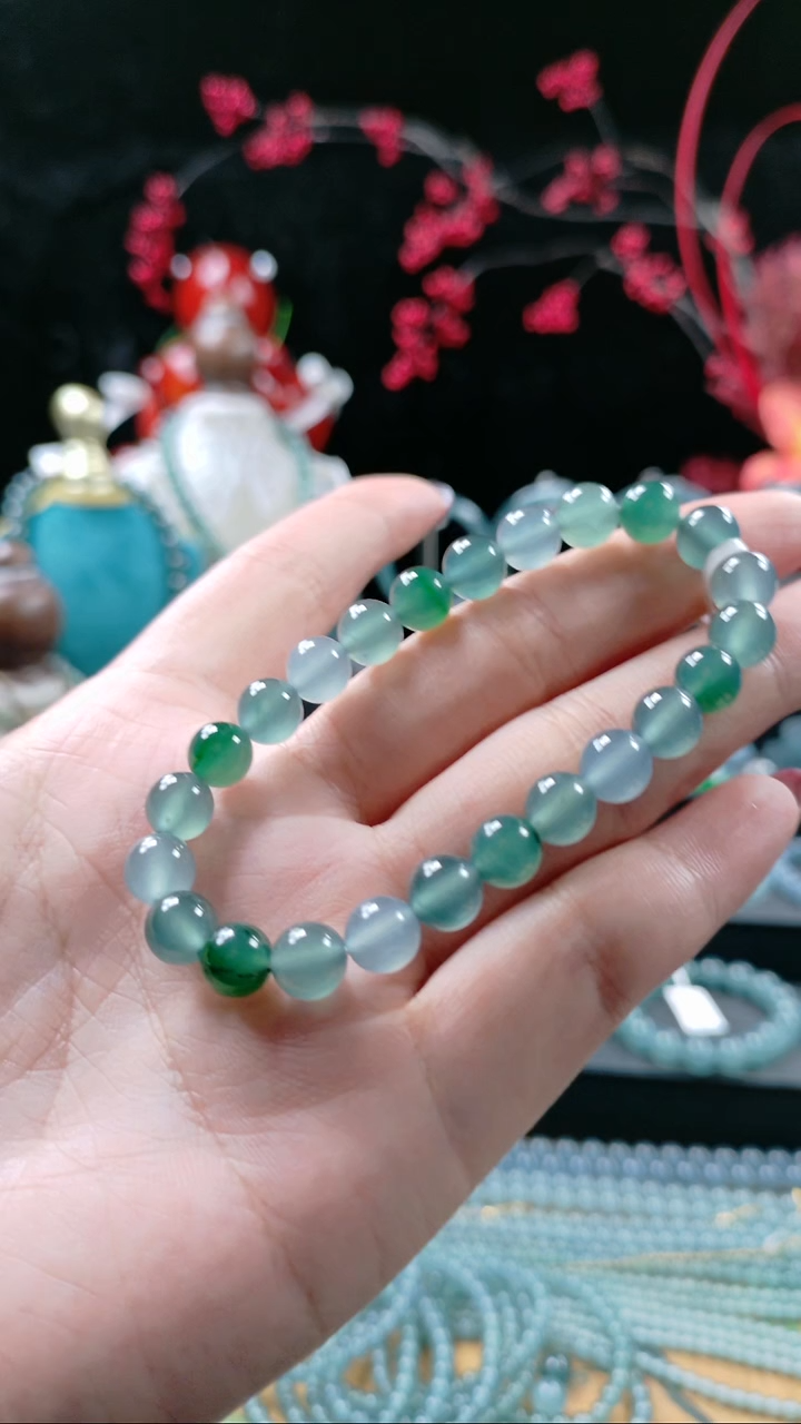 未镶嵌手串翡翠8mm高冰多宝手串