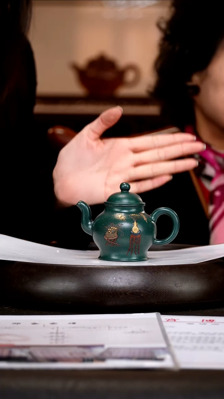 茶壶紫砂SYH24 宫廷酒樽宫灯  大亨官绿 150cc