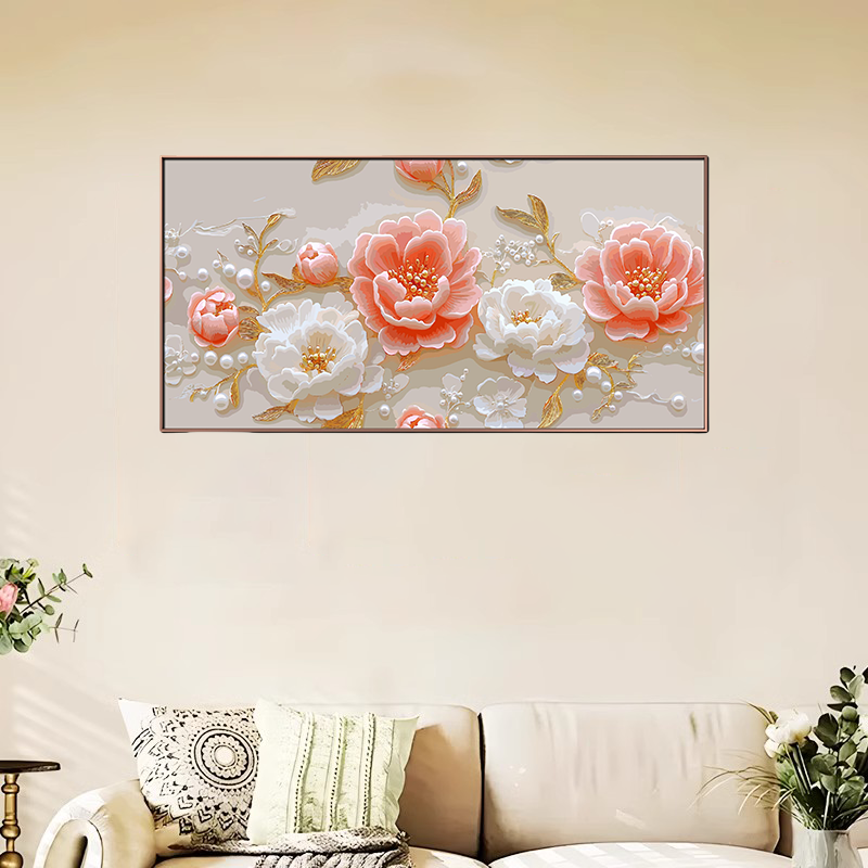 （肌理高还原亚麻布Ⅳ）diy数字油画手工填色简约治愈减压丙烯装饰画