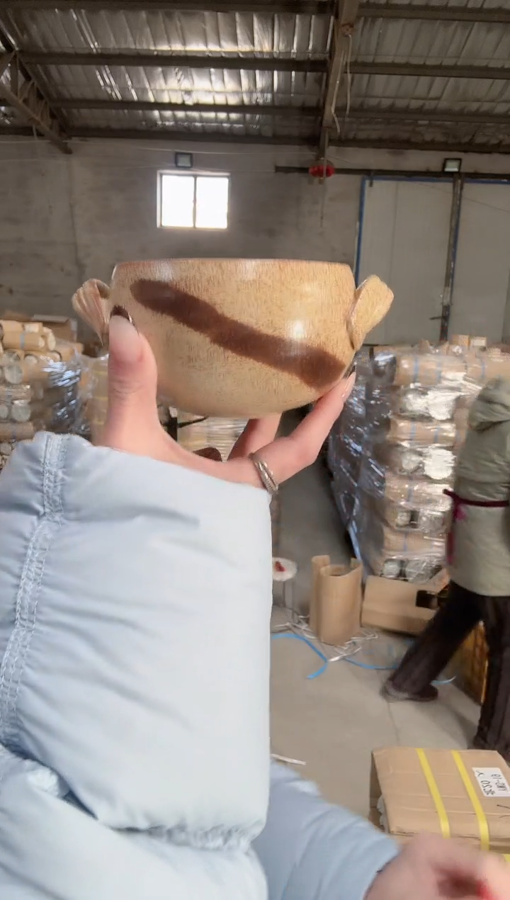 陶瓷灶师窑双耳碗一个