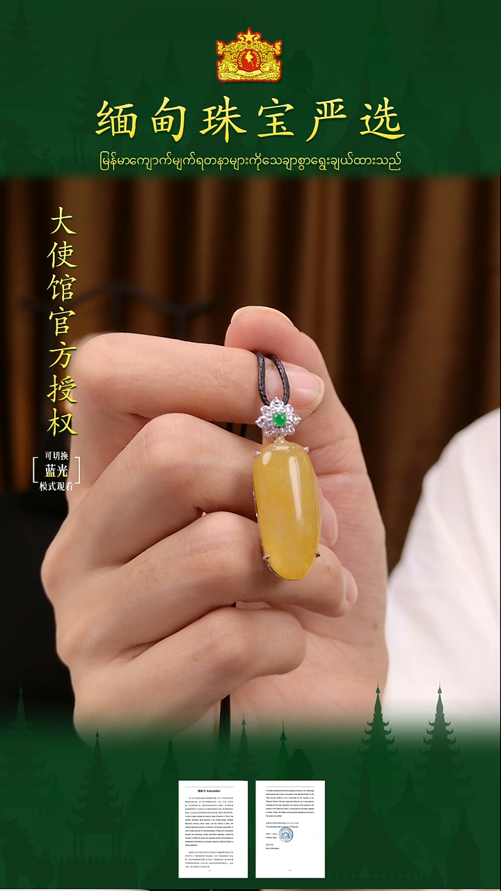 翡翠18K金镶嵌吊坠(不含链) 缅甸珠宝严选AT