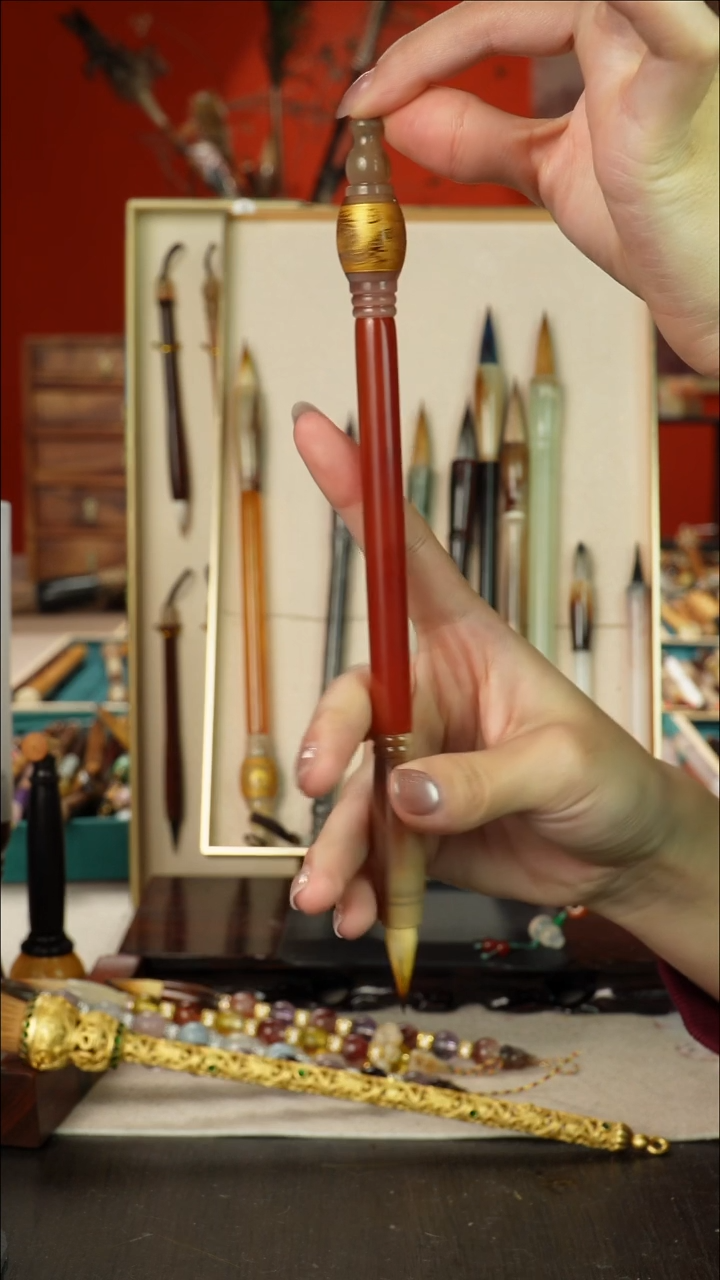 31号闪孤品高货毛笔链接 清水试笔 蘸墨不退