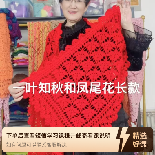 一叶知秋和凤尾花长款披肩（留意短信解锁课程）