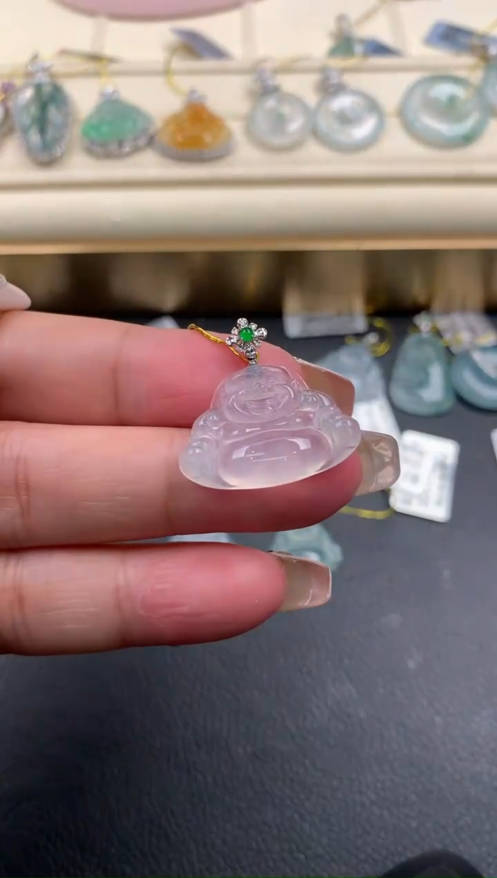 【闪购商品】翡翠颈饰18K金镶嵌A773      