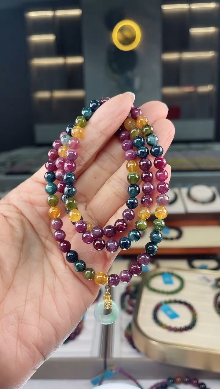 【闪购商品】碧玺三圈手串未镶嵌（多样性发一条）Q