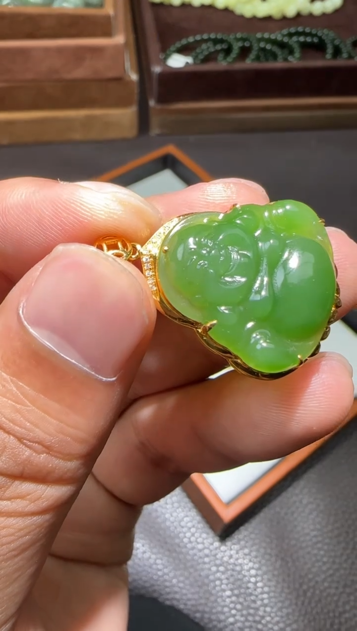【闪购商品】和田玉【海122】10818K金镶嵌9052