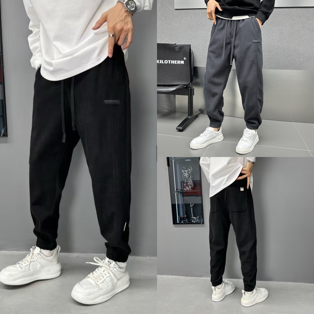 WAG“加绒加厚”束脚松紧腰休闲裤新款小标立体剪裁长裤-58-6011