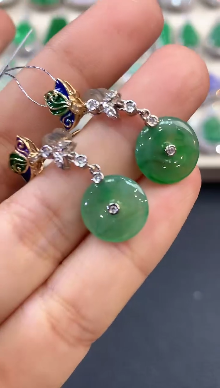 【闪购商品】翡翠耳饰18K金镶嵌 C31         