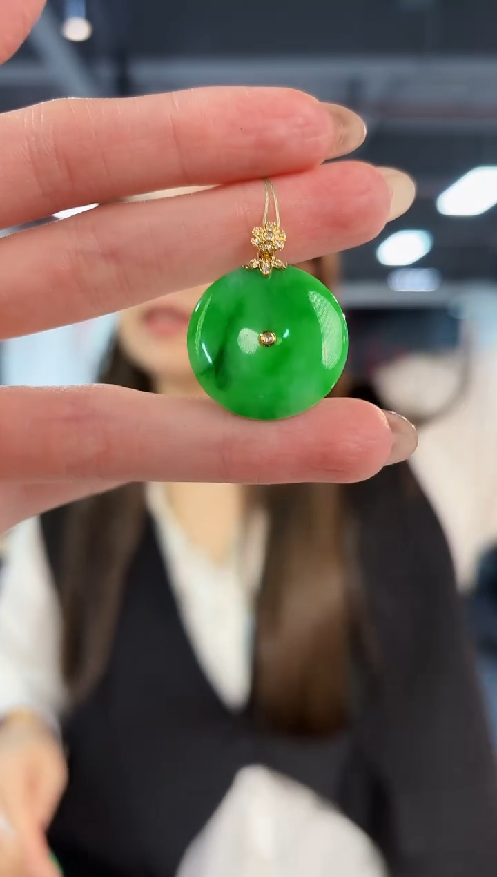 【闪购商品】翡翠颈饰18K金镶嵌 缅料A货/支持复检/一件