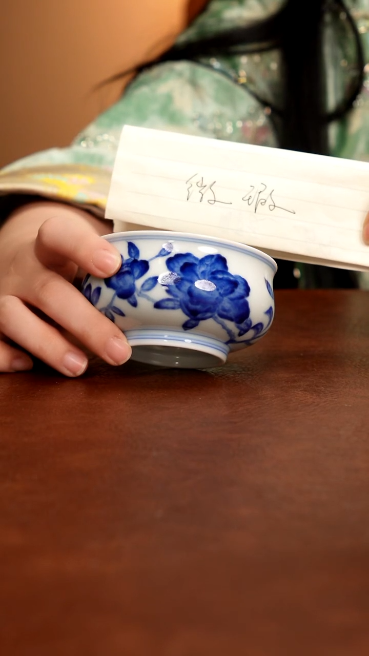 摆件陶景德镇瓷器，青花瓷手绘茶具~