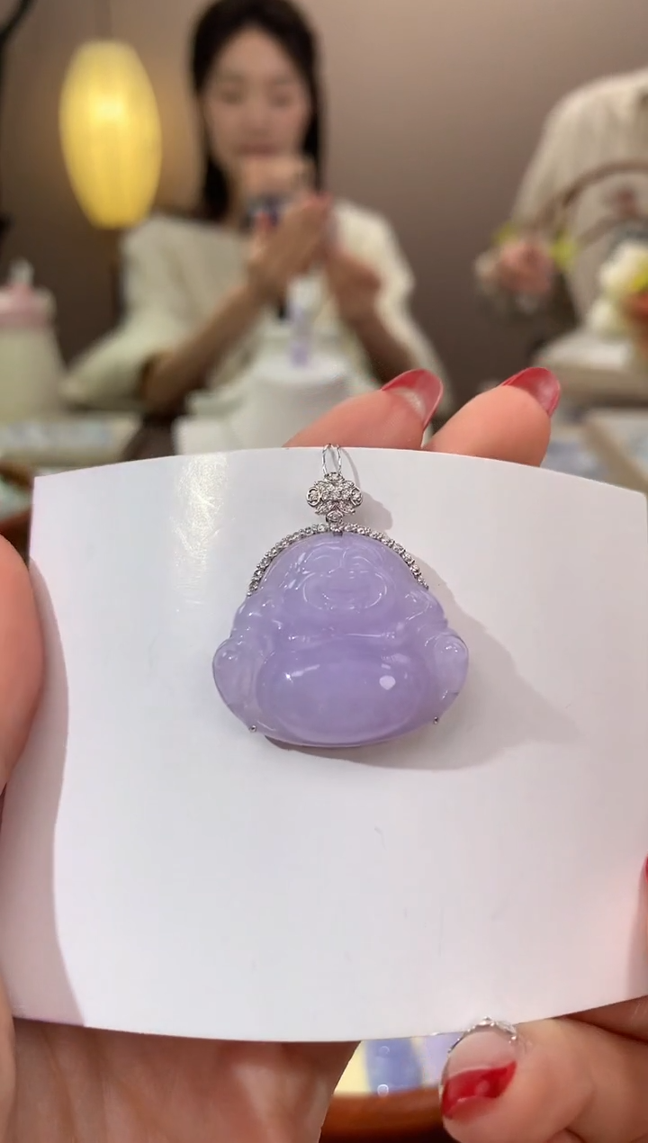 【闪购商品】翡翠颈饰18K金镶嵌天然缅甸a货翡翠