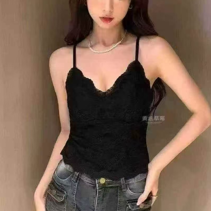 轻职风INS风网红蕾丝短款静奢风背心吊带法式--6099