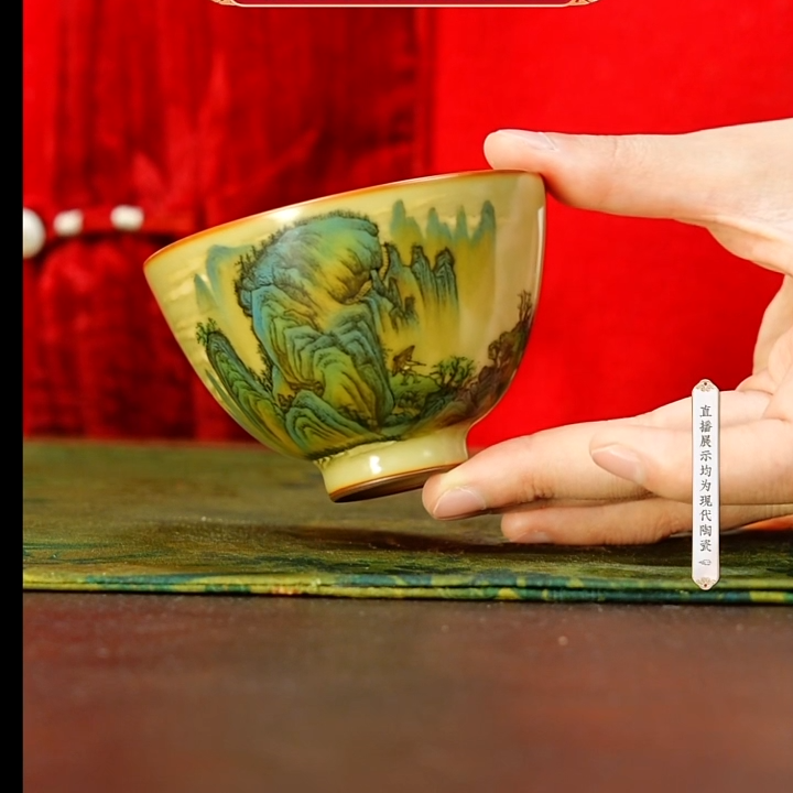 【小乔赏瓷】谢小金景德镇手工手绘山水杯风帆图杯xxj351.