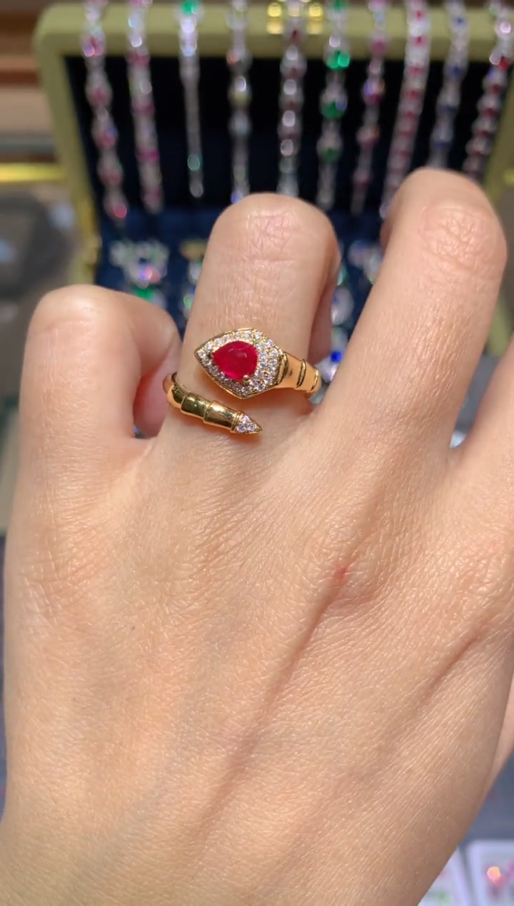 【闪购商品】红宝石戒指18K金镶嵌0.55CT