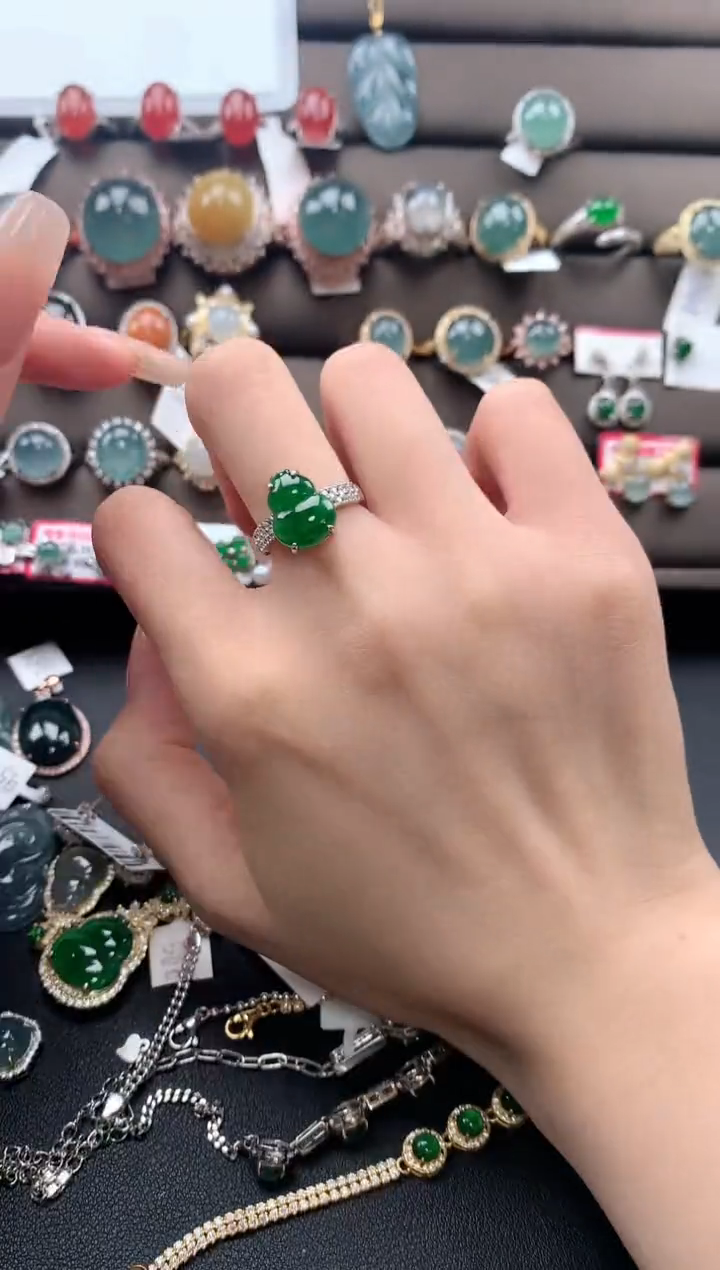 【闪购商品】翡翠戒指银S925镶嵌098089