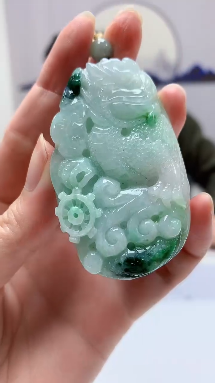 【闪购商品】定制翡翠未镶嵌5152zm-毛货挂件龙凤35