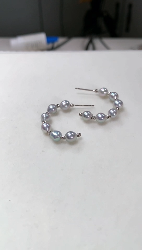 【闪购商品】海水珍珠耳钉18K金镶嵌真多麻耳圈