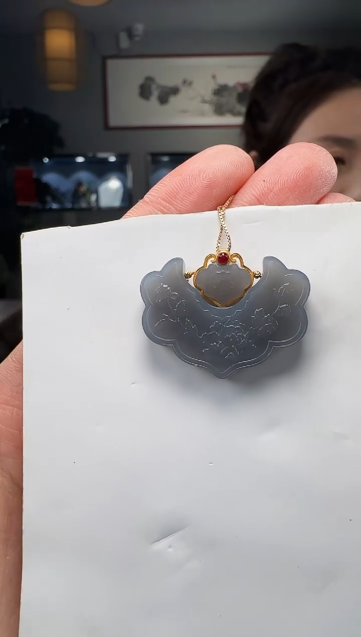 【闪购商品】和田玉吊坠(不含链)18K金镶嵌1