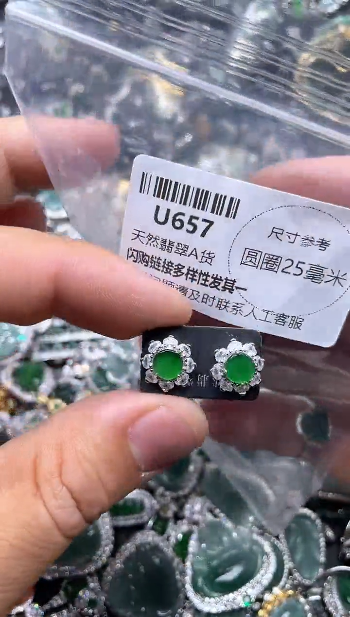 【闪购商品】翡翠颈饰未镶嵌U657耳钉
