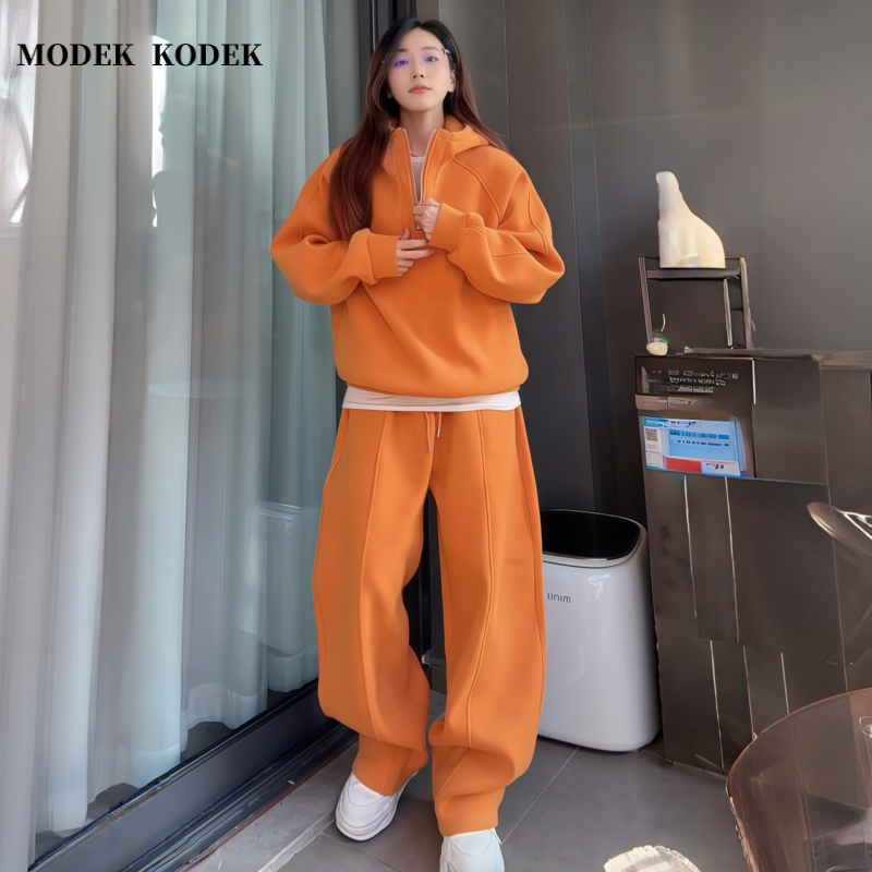 MODEK KODEK冬季新款男士百搭连帽衫高级感潮牌运动休闲长裤套装