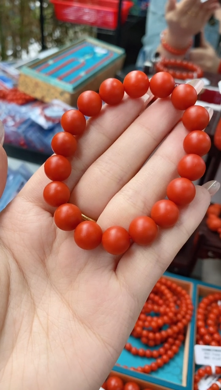 未镶嵌手链南红玛瑙木**贝博物馆级保山南红单圈11+mm