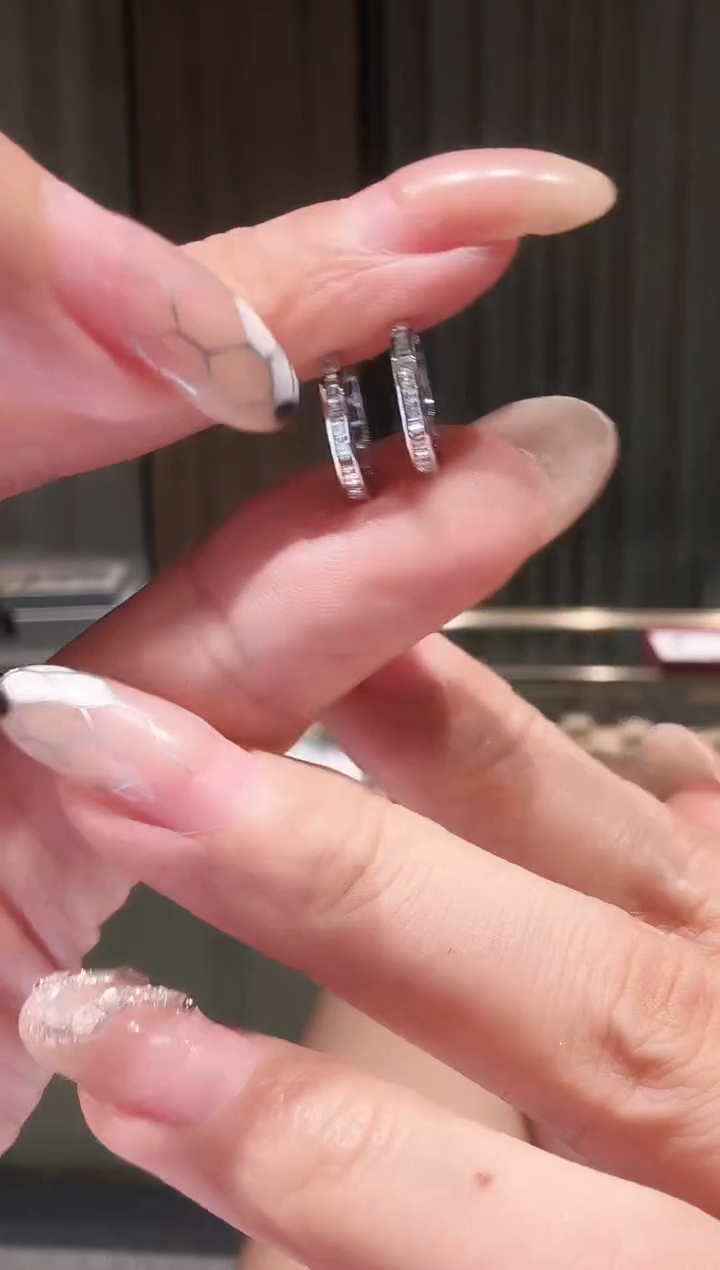 铂Pt950镶嵌耳饰钻石AP0125-PT