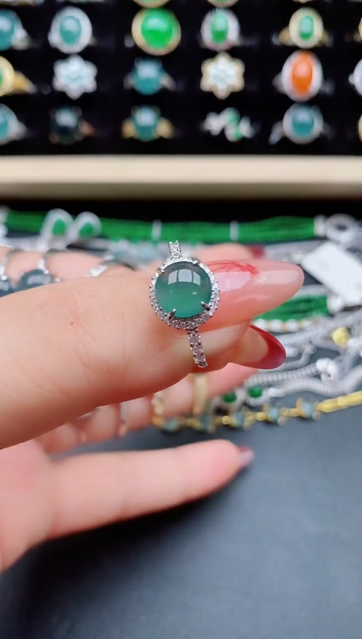 【闪购商品】翡翠戒指银S925镶嵌5085