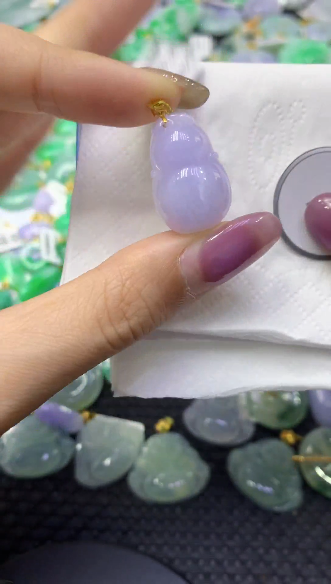 颈饰18K金镶嵌翡翠天然缅甸翡翠A货