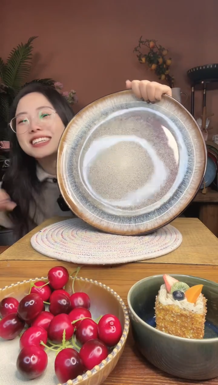 陶瓷13英寸云梦超大平盘 微瑕疵