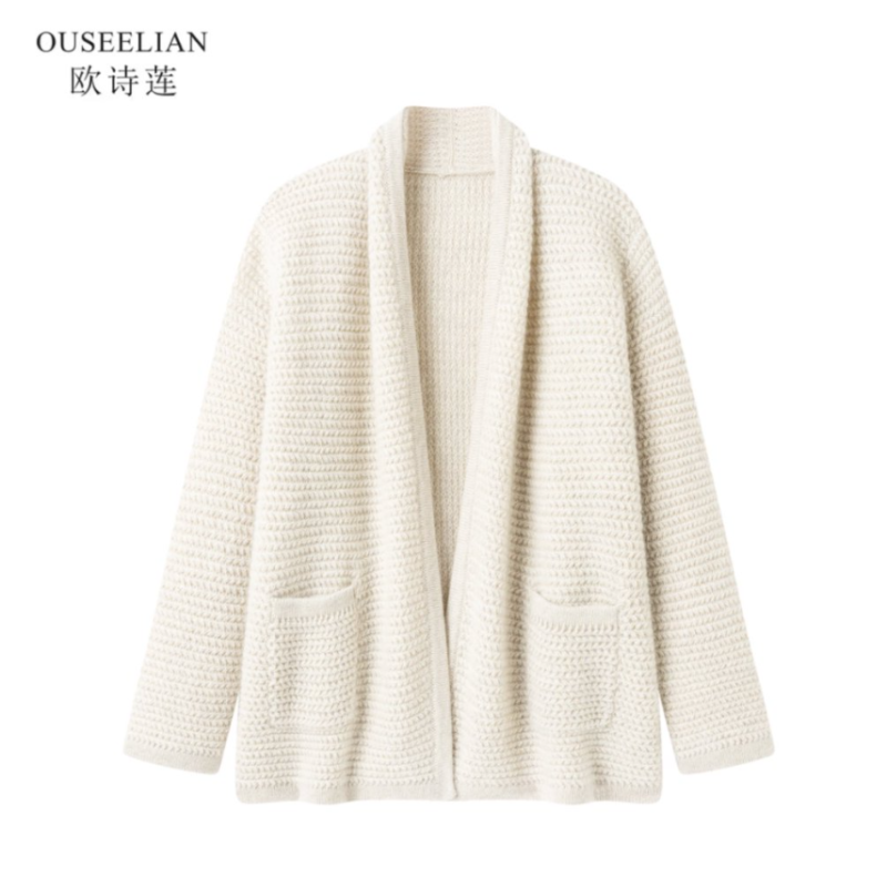 【欧诗莲】500 多克纯天然不染色100%原白牦牛绒厚菠萝针外套B203