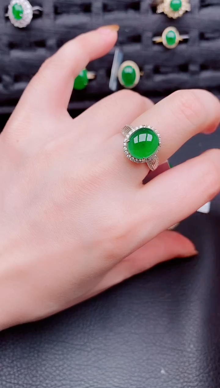 【闪购商品】翡翠戒指银S925镶嵌天然a货翡翠479