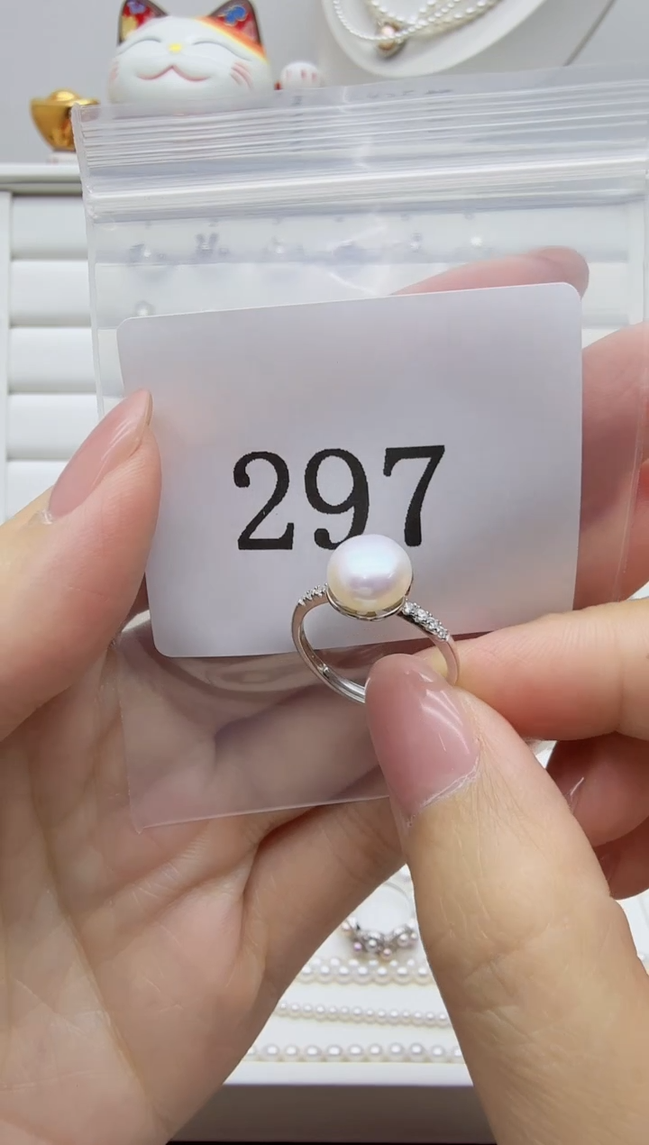 银S925镶嵌戒指淡水珍珠艺****?297