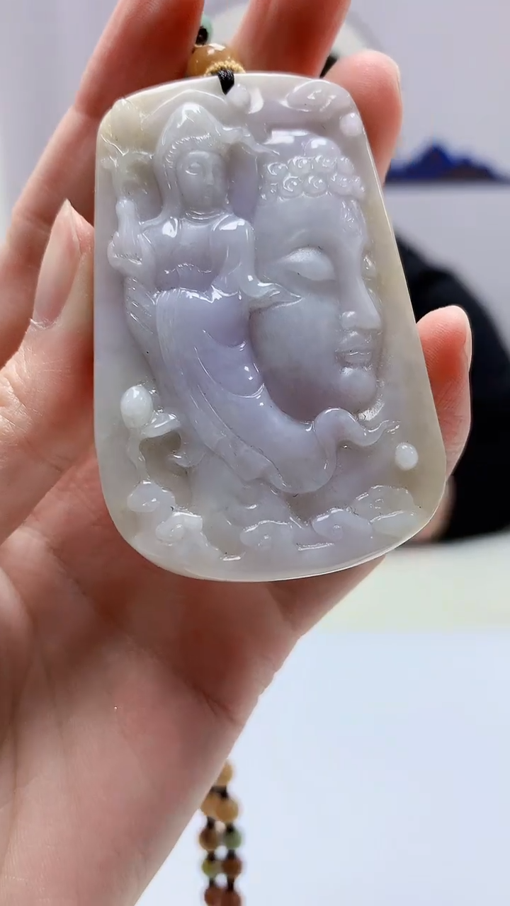 【闪购商品】定制翡翠未镶嵌5060zm-毛货赠珠链佛观天下128