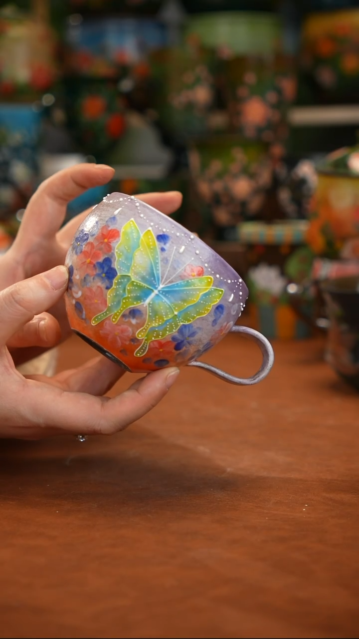 紫砂油画釉下彩手绘