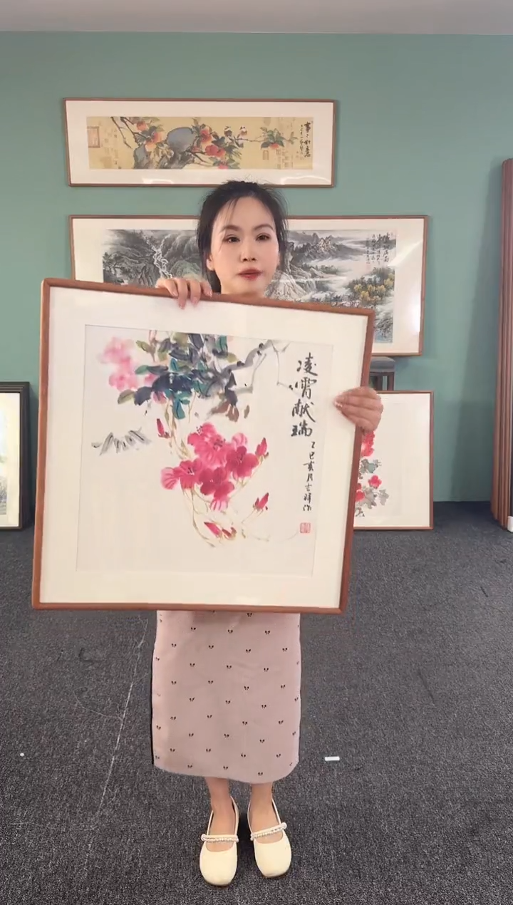 国画凌霄花 60*60 孙吉祥