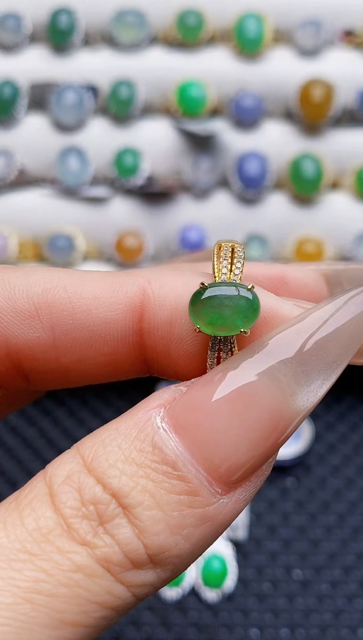 银S925镶嵌戒指翡翠5869