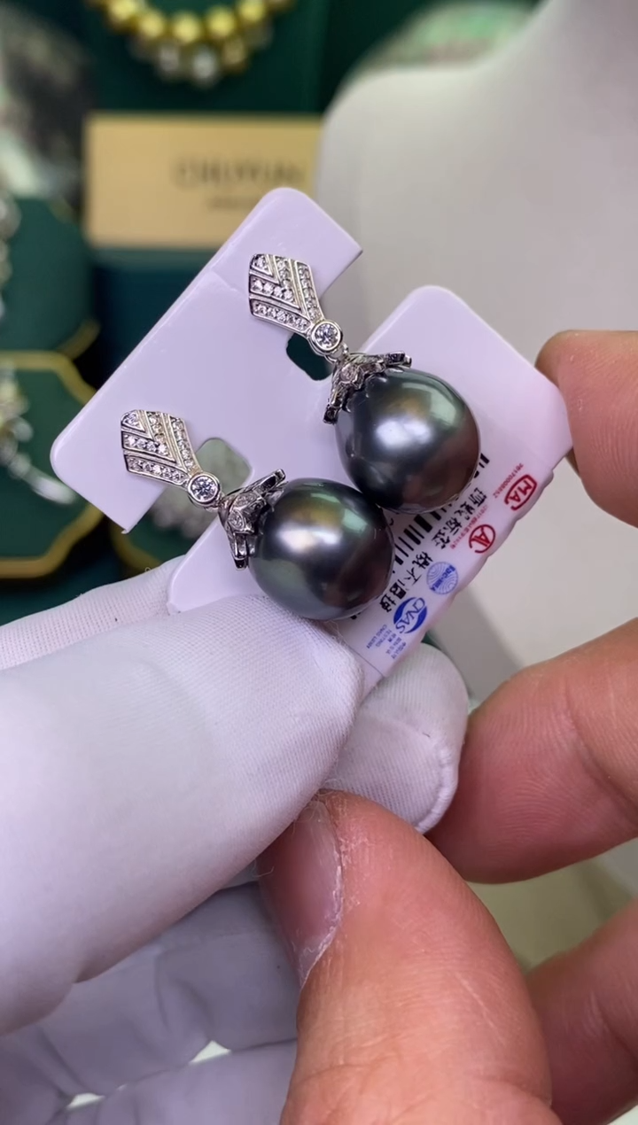 银S925镶嵌海水珍珠耳饰12