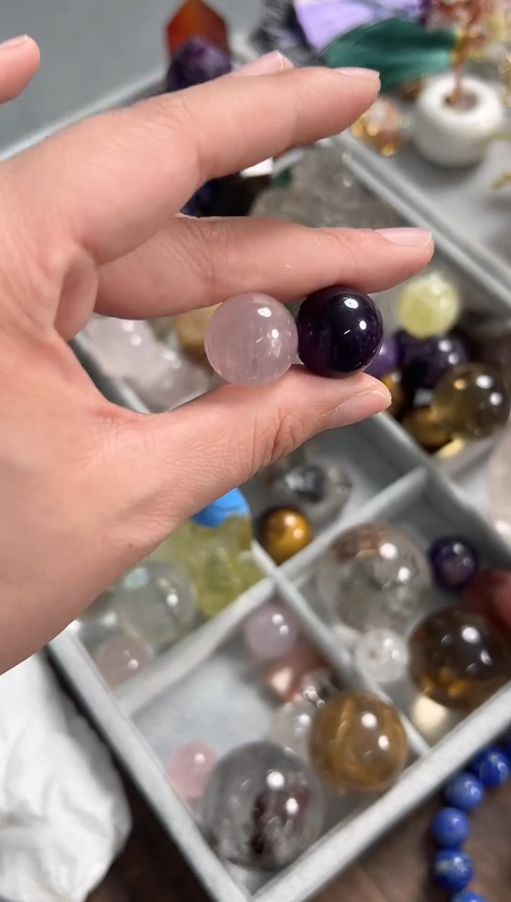 未镶嵌珠宝半成品水晶M077 一紫一黄