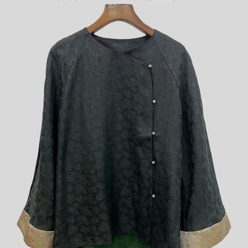 【澜亭絮絮】香云纱花萝上衣231006清仓