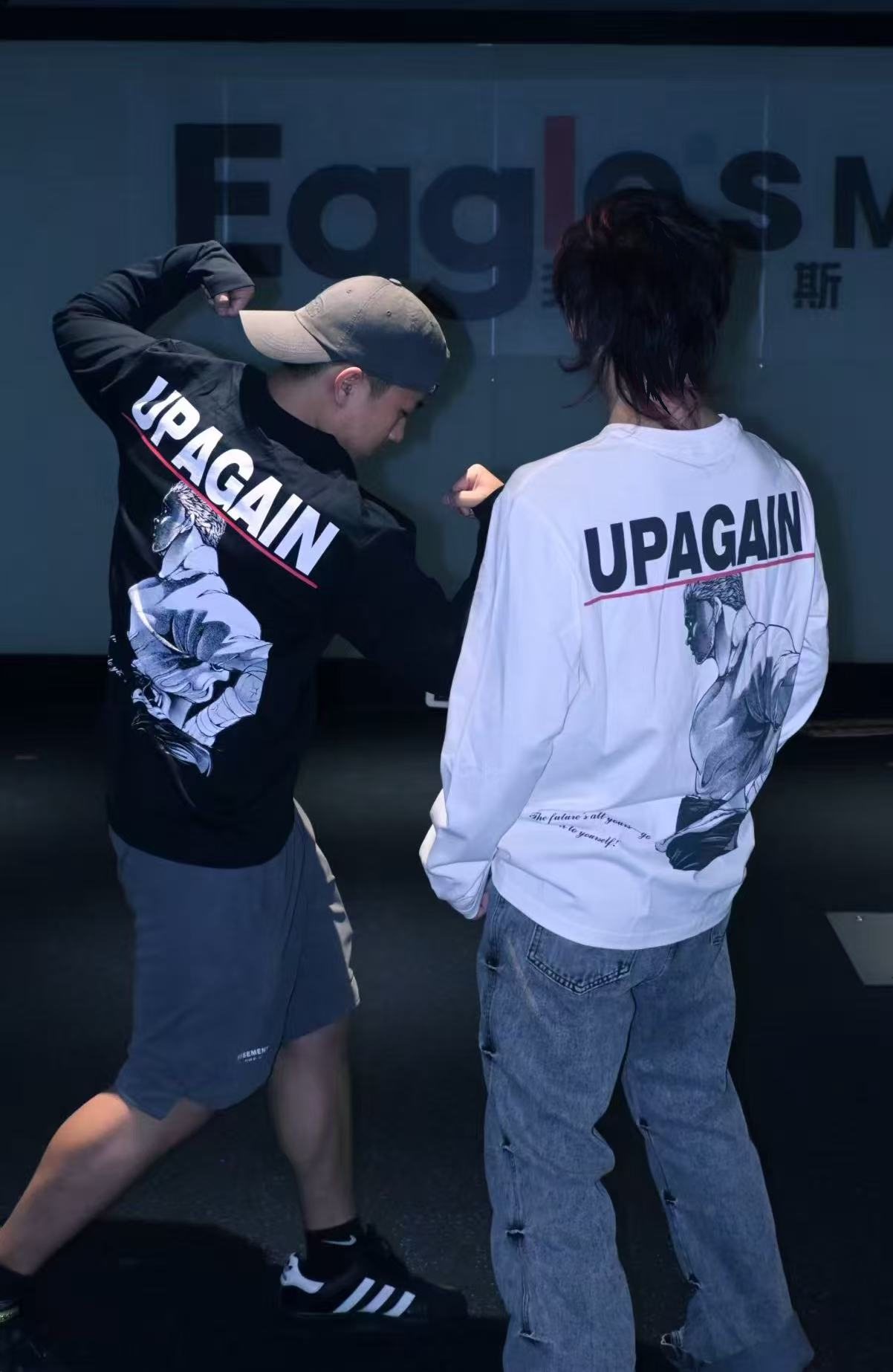 UPagain刃牙秋冬季健身服纯棉运动宽松潮流休闲运动套装健身长袖