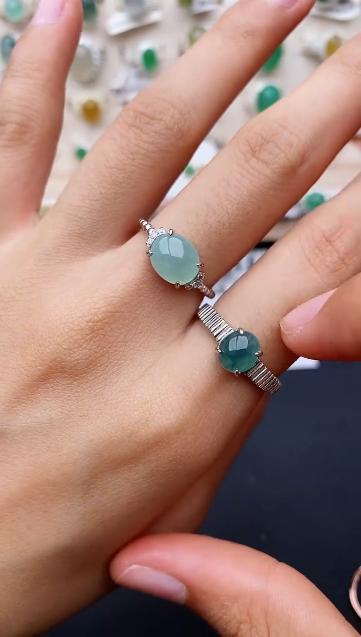 【闪购商品】翡翠戒指银S925镶嵌缅甸翡翠