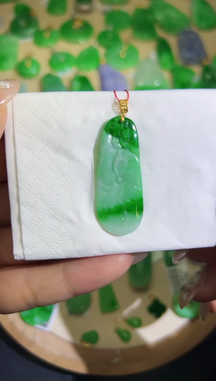 【闪购商品】翡翠颈饰18K金镶嵌Q缅料A货翡翠/支持复检/一件