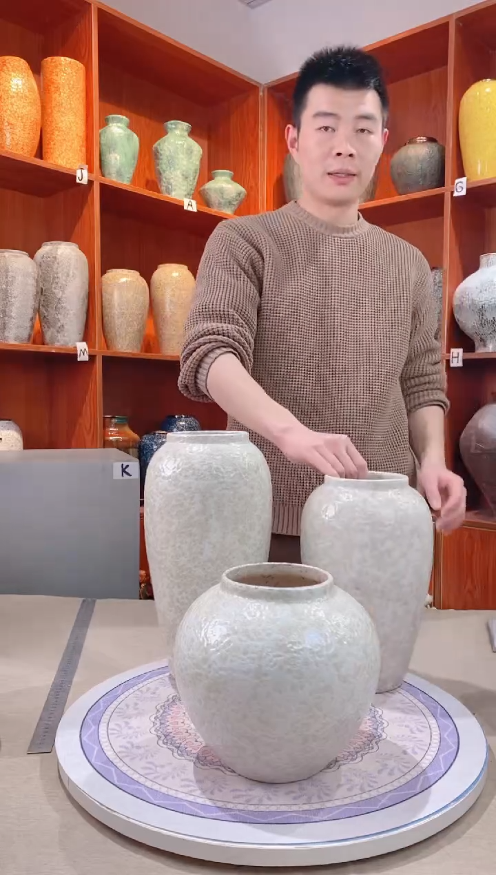 【闪购商品】瓶  陶瓷花瓶 无花 茶白三件套