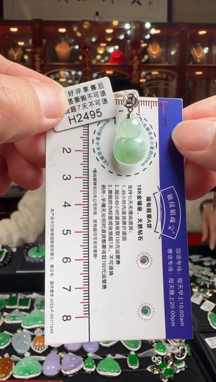 【闪购商品】翡翠颈饰18K金镶嵌H2495绿葫芦