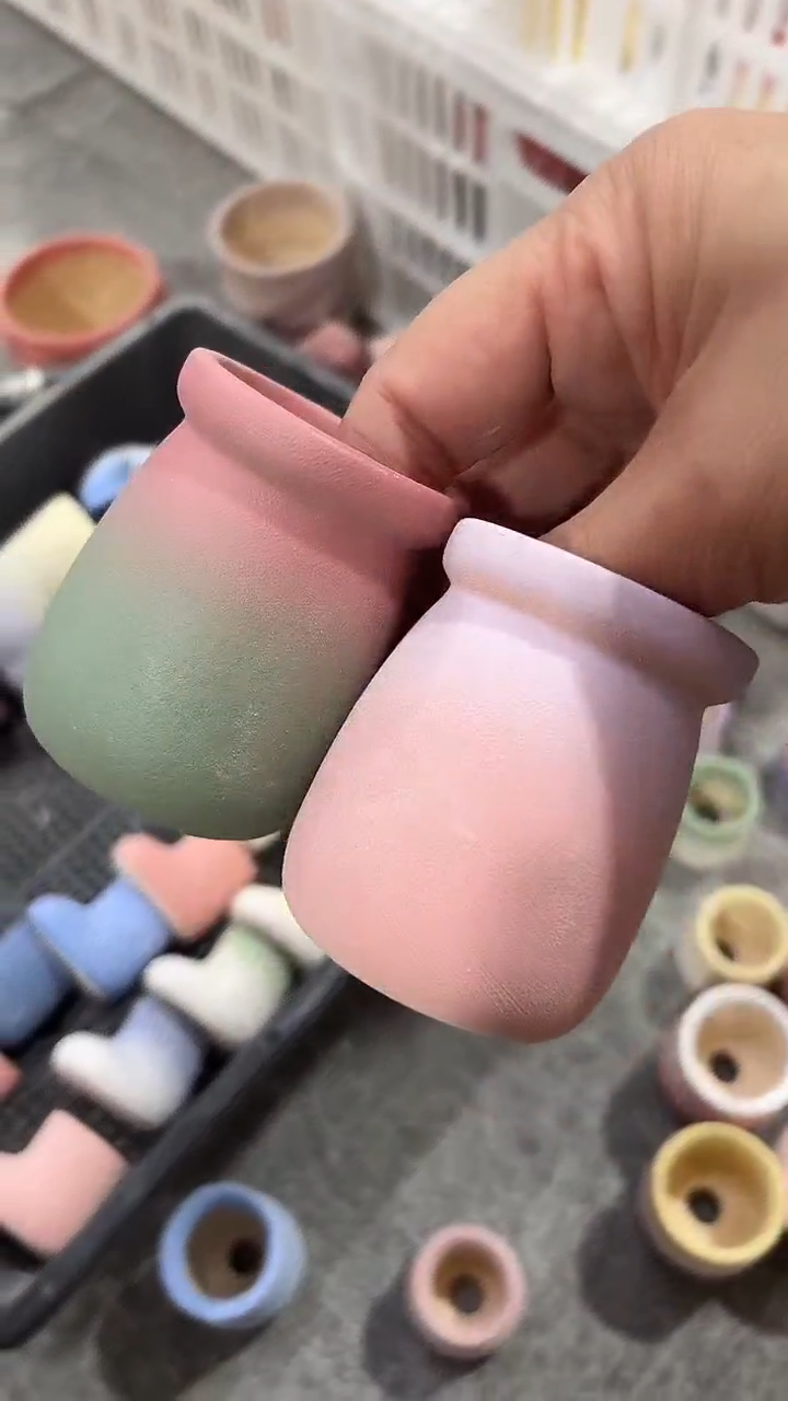 麦饭石粗陶多肉花盆3.5*5两个