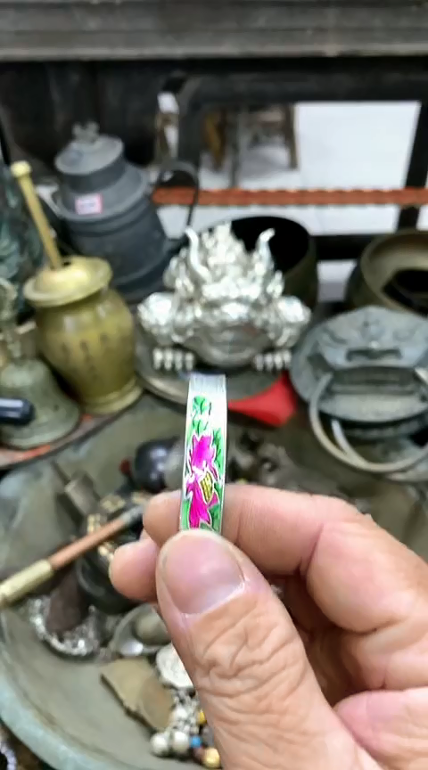 【闪购商品】一物一拍编号荷花纹烤蓝扁链