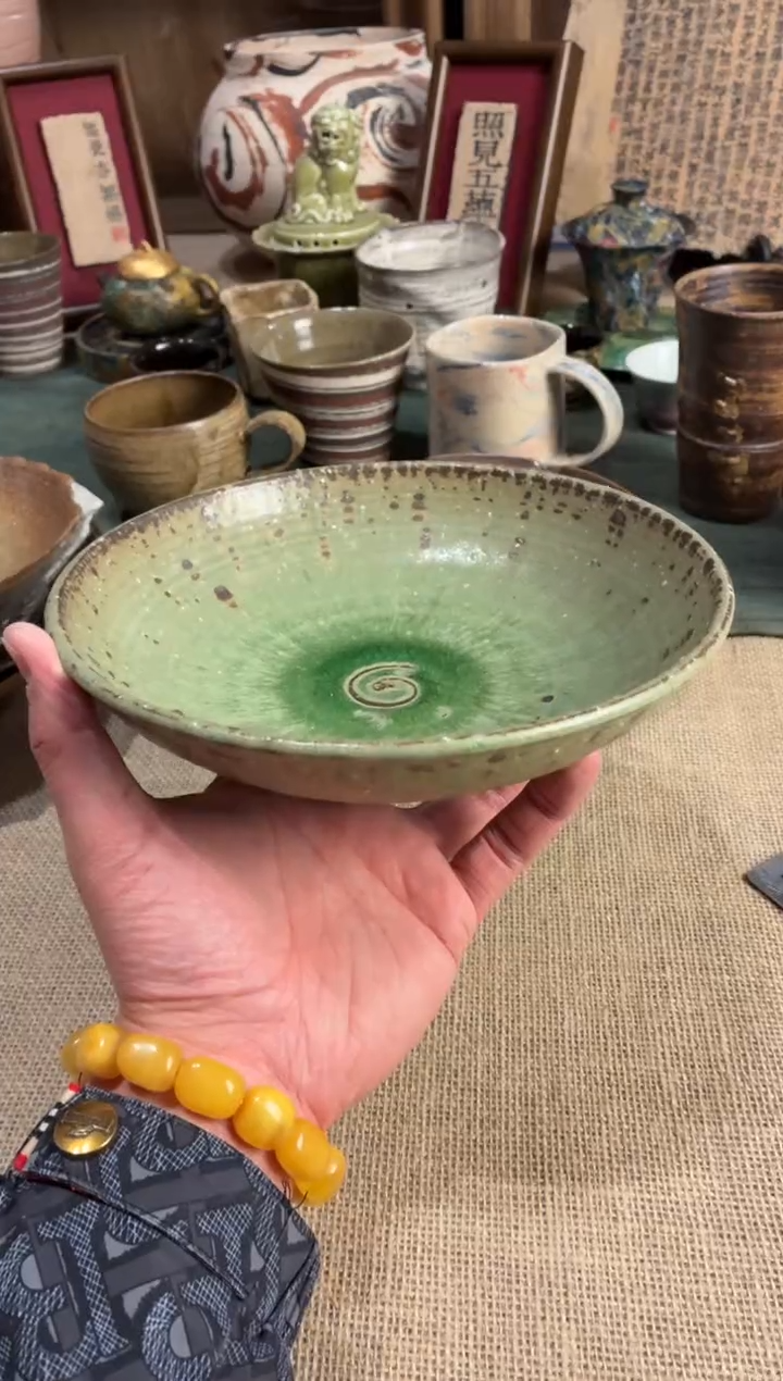 瓷片8寸手工柴烧夏雨荷深盘（福利款）