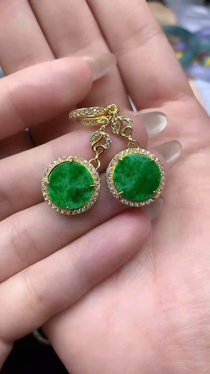 【闪购商品】翡翠耳饰银S925镶嵌耳饰