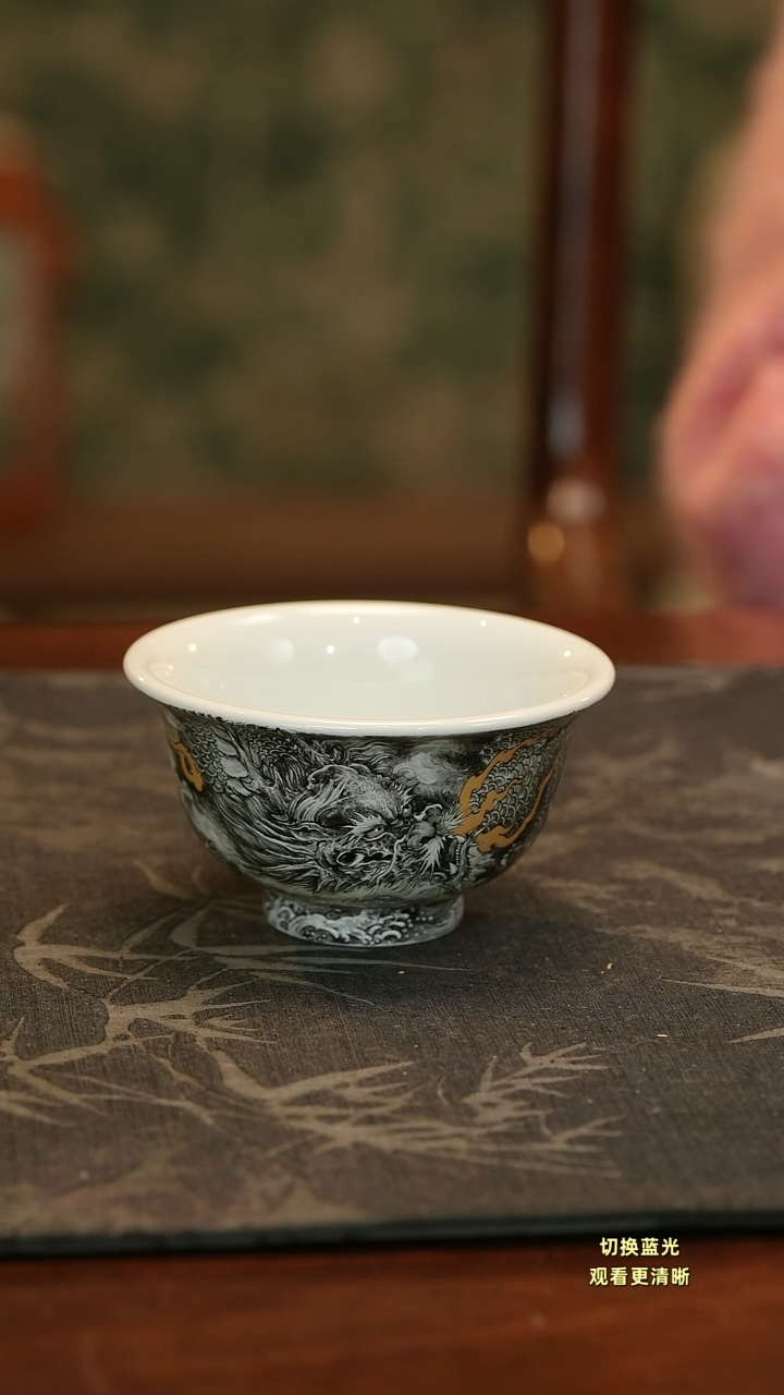 手绘新品墨龙大压手杯