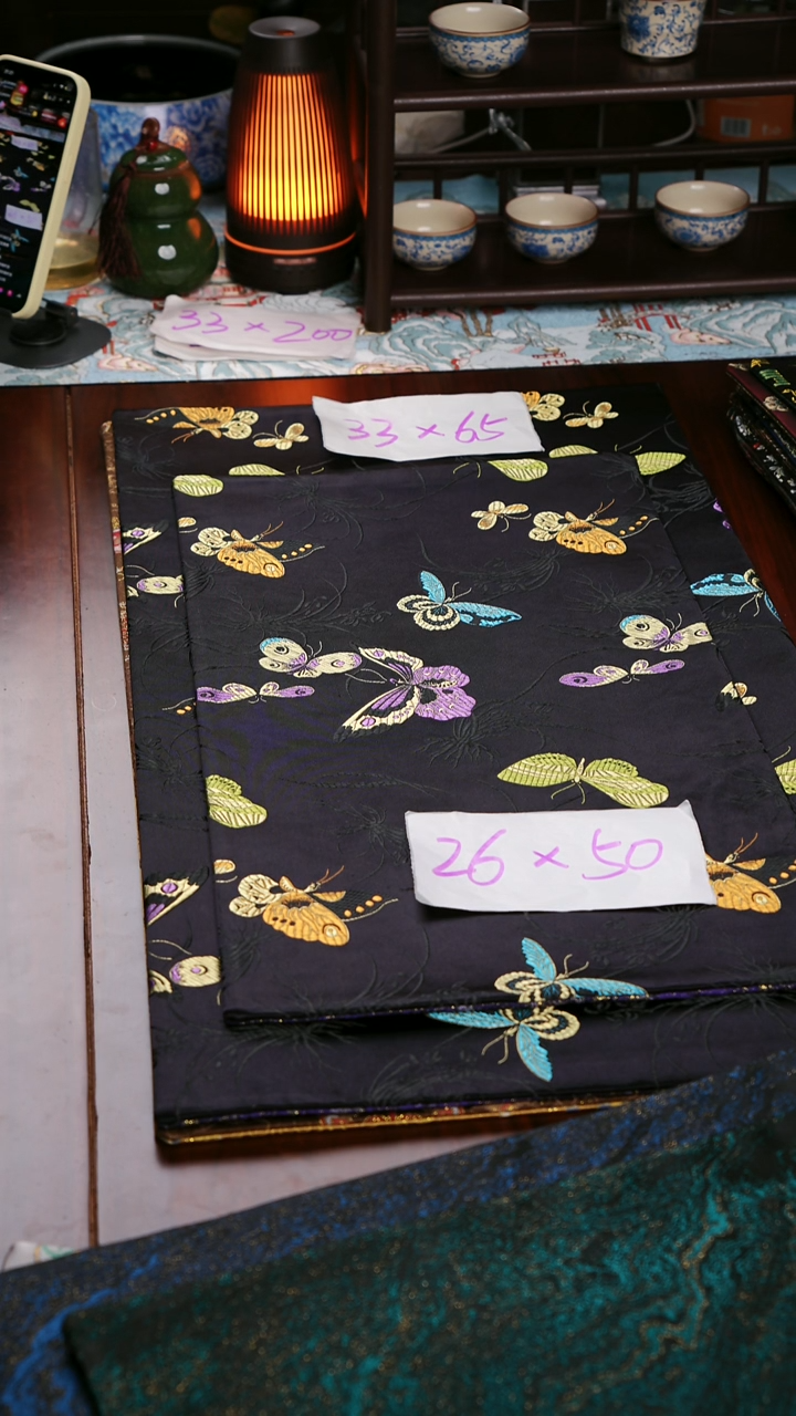 【梦幻蝴蝶双面】中国风干泡织锦茶席33*65